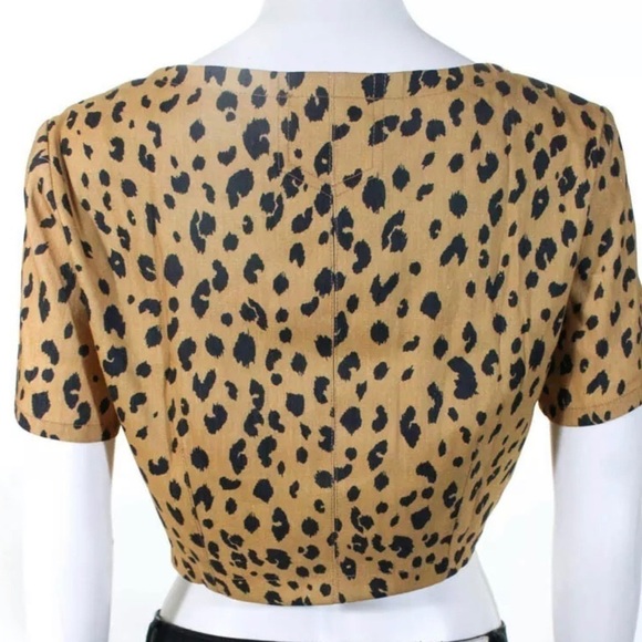 Nicholas Shirt NWT Leopard Tencil Crop Top in Amber New 2 - Picture 5 of 12